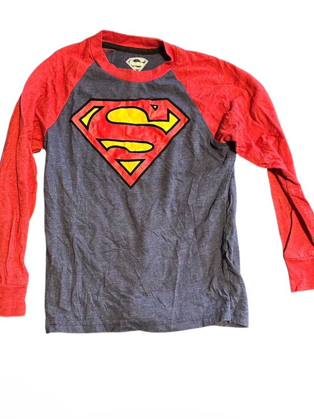 DC Comics Superman Raglan Long-Sleeve Tee - Red & Navy